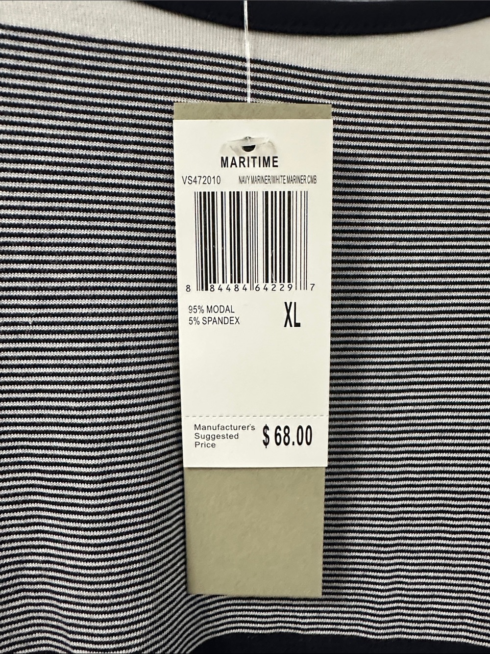 Joan Vass Navy, White & Gray Striped Dolman Tunic - Picture 2 of 4
